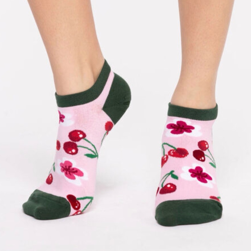 Cherry Ankle Socks Pink Red NWT
